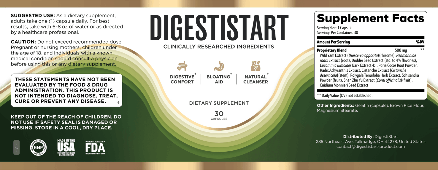 DigestiStart Supplement Label